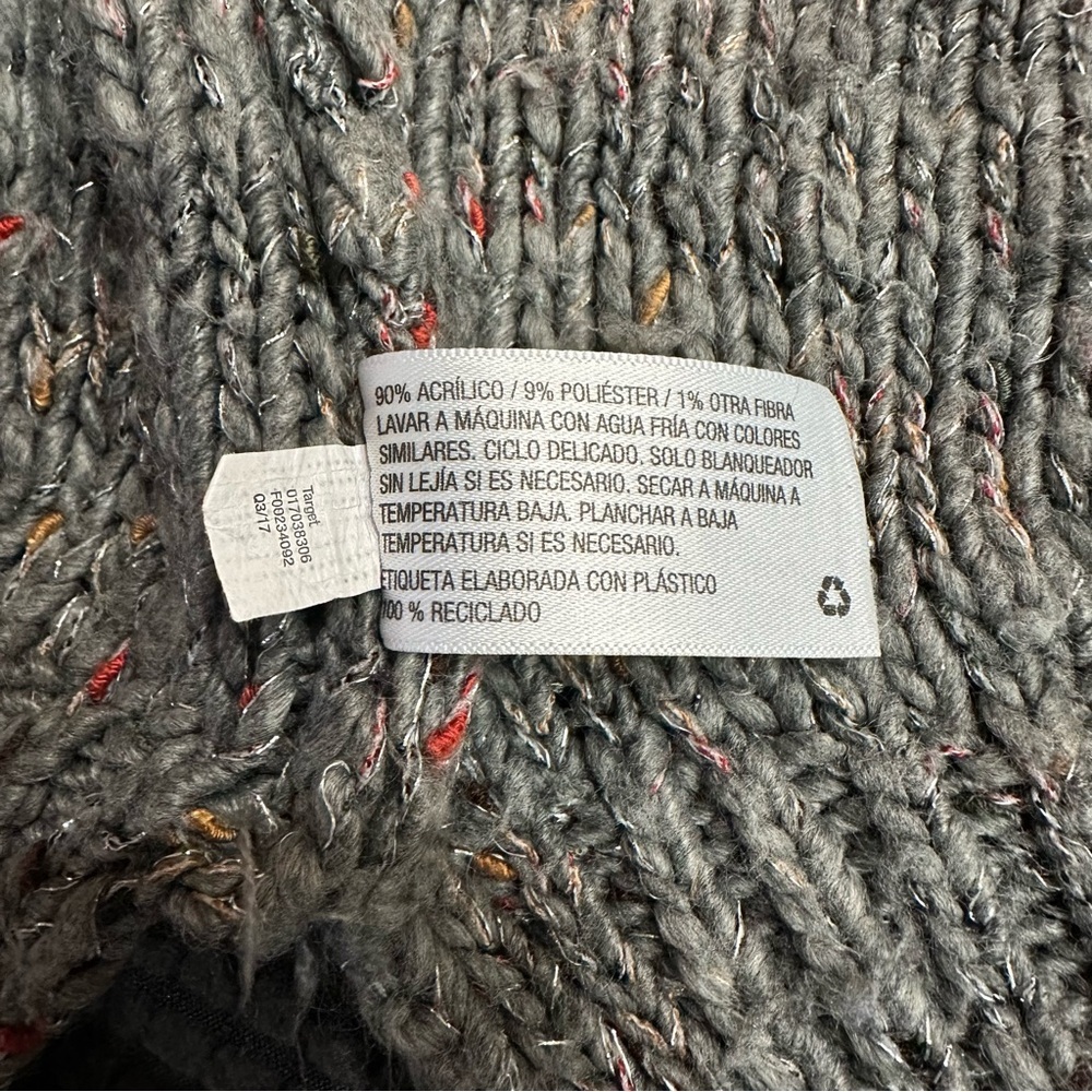 Mossimo Supply Co Gray Speckled Knit Sweater Women Large Side Slit Cozy Pullover - Picture 4 of 6